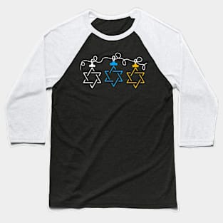 Jewish Star String Dreidel Menorah Chanukah Hanukkah Baseball T-Shirt